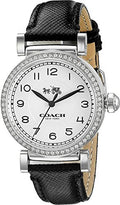 Coach Madison White Dial Black Leather Strap Watch for Women - 14502399
