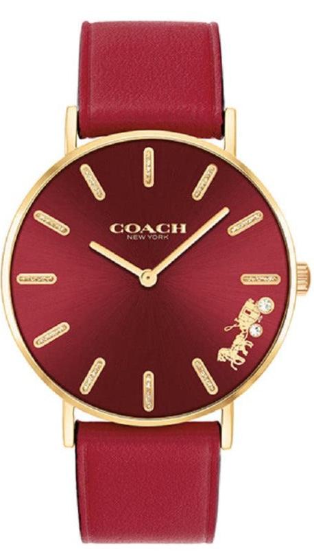 Coach Perry Red Dial Red Leather Strap Watch for Women - 14503852