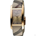 Burberry The Pioneer Rose Gold Dial Haymarket Brown Leather Strap Watch for Women - BU9408
