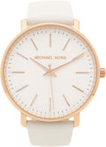 Michael Kors Pyper Quartz White Dial White Leather Strap Watch For Women - MK2800