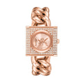 Michael Kors Chain Lock Three-Hand Rose Gold Dial Rose Gold Steel Strap Watch for Women - MK4827