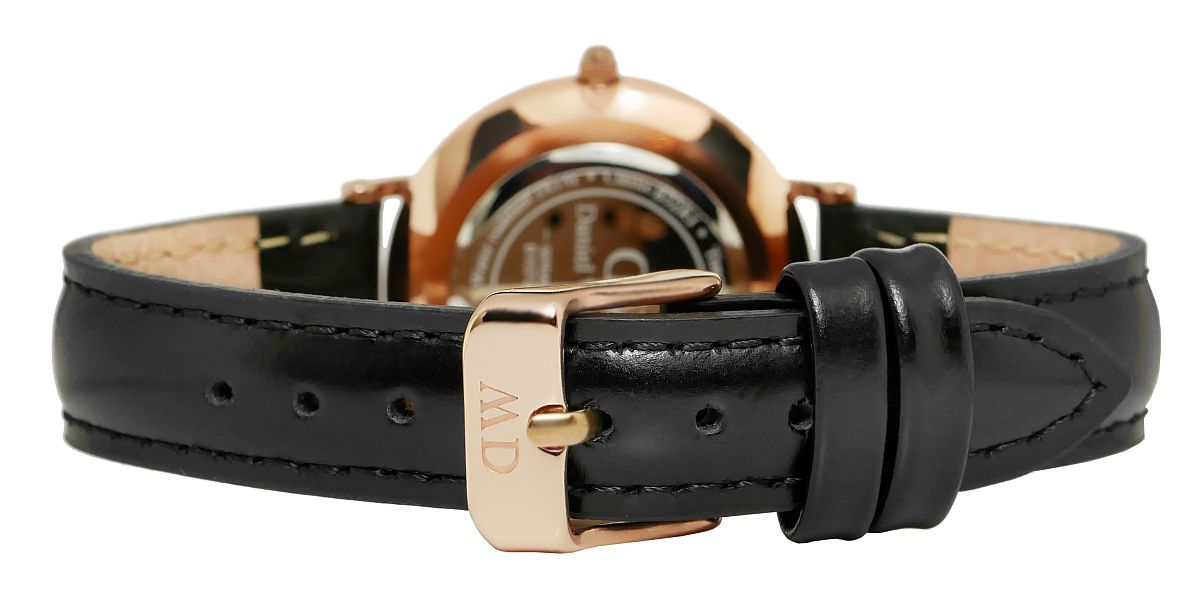 Daniel Wellington Petite Sheffield Black Dial Black Leather Strap Watch For Women - DW00100168