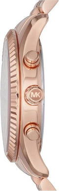 Michael Kors Lexington Chronograph White Dial Rose Gold Steel Strap Watch For Women - MK8313