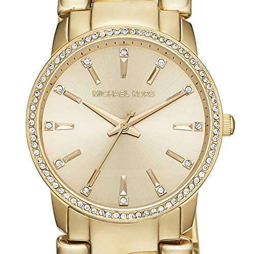 Michael Kors Nini Three Hand Gold Dial Gold Steel Strap Watch For Women - MK3235