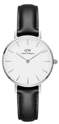 Daniel Wellington Classic Petite Sheffield White Dial Black Leather Strap Watch For Women - DW00100242