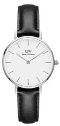 Daniel Wellington Classic Petite Sheffield White Dial Black Leather Strap Watch For Women - DW00100242