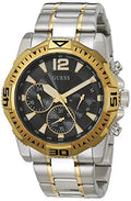 Guess Commander Chronograph Black Dial Two Tone Steel Strap Watch for Men - GW0056G4