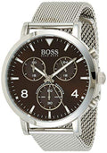 Hugo Boss Spirit Brown Dial Silver Mesh Bracelet Watch for Men - 1513694