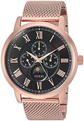 Guess Delancy Black Dial Rose Gold Mesh Bracelet Watch for Men - W0871G5