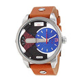 Diesel Mini Daddy Blue & Black Dial Brown Leather Strap Watch For Men - DZ7308