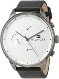 Tommy Hilfiger Lexor Silver Dial Black Leather Strap Watch For Men - 1791489