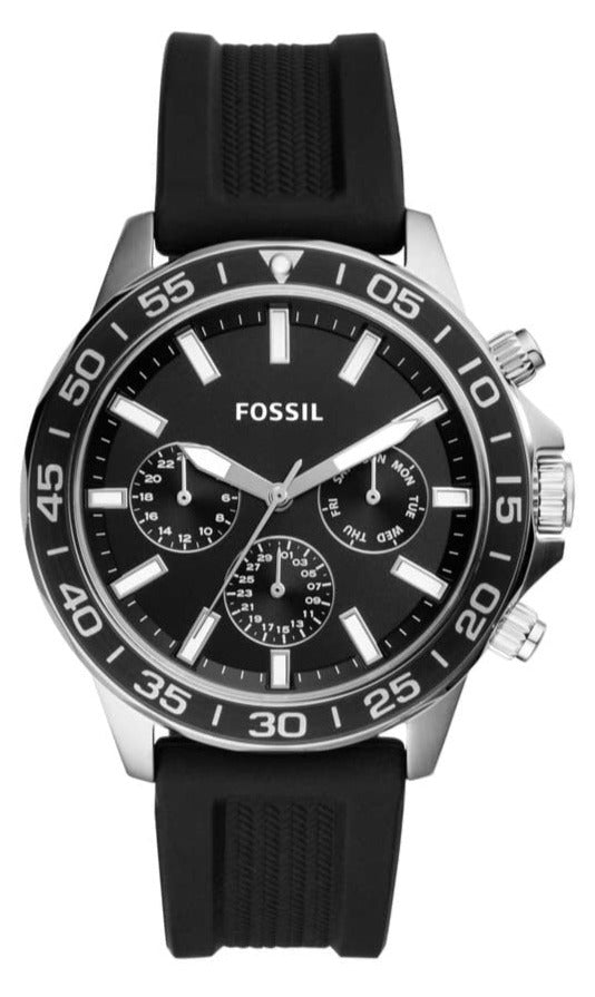 Fossil Bannon Multifunction Black Dial Black Silicone Strap Watch for Men - BQ2494