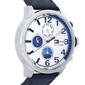 Tommy Hilfiger Jackson Silver Dial Black Leather Strap Watch for Men - 1791240