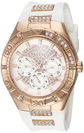 Guess Luna Diamonds White Dial White Rubber Strap Watch for Women - W0653L4