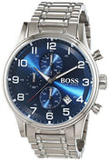Hugo Boss Aeroliner Blue Dial Silver Steel Strap Watch for Men - 1513183