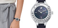 Swarovski Lovely Crystals Mother of Pearl Black Dial Black Leather Strap Watch for Women - 5242898