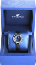 Swarovski Lovely Crystals Mother of Pearl Black Dial Black Leather Strap Watch for Women - 5242898