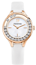 Swarovski Lovely Crystals Mother of Pearl Dial White Leather Strap Watch for Women - 5242904