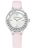 Swarovski Lovely Crystals Silver Dial Pink Leather Strap Watch for Women - 5261493