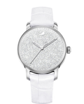 Swarovski Crystalline Hours Silver Dial White Leather Strap Watch for Women - 5295383