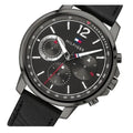 Tommy Hilfiger London Chronograph Grey Dial Black Leather Strap Watch for Men - 1791533