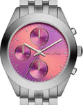 Marc Jacobs Peeker Chronograph Pink Dial Silver Steel Strap Watch for Women - MBM3372