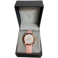 Guess Wonderlust Beige Dial Pink Leather Strap Watch for Women - W1065L1