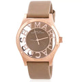 Marc Jacobs Henry Dinky Skeleton Beige Dial Beige Leather Strap Watch for Women - MBM1245