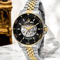 Maserati SFIDA Automatic Skeleton Black Dial Two Tone Steel Strap Watch For Men - R8823140010