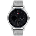 Tommy Hilfiger Damon Quartz Chronograph Black Dial Silver Mesh Bracelet Watch for Men - 1791415