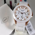 Fossil Ceramic Multifunction White Dial White Steel Strap Watch for Women - CE1006