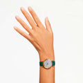 Swarovski Crystalline Wonder Silver Dial Green Leather Strap Watch for Women - 5656893