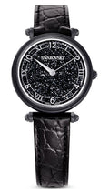 Swarovski Crystalline Wonder Black Dial Black Leather Strap Watch for Women - 5664311