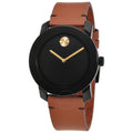 Movado Bold Black Dial Brown Leather Strap Watch For Men - 3600305