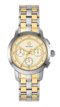 Tory Burch Classic Chronograph White Dial Two Tone Steel Strap Watch for Women - TBW1034