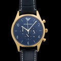 Emporio Armani Chronograph Midnight Blue Dial Blue Leather Strap Watch For Men - AR1862