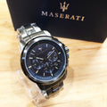 Maserati Successo Chronograph Blue Dial Black Steel Strap Watch For Men - R8873621005