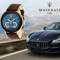 Maserati Traguardo Chronograph Blue Dial Brown Leather Strap Watch For Men - R8871612024
