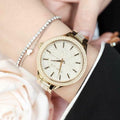 Michael Kors Slim Runway Crystals Gold Dial Gold Steel Strap Watch for Women - MK3632