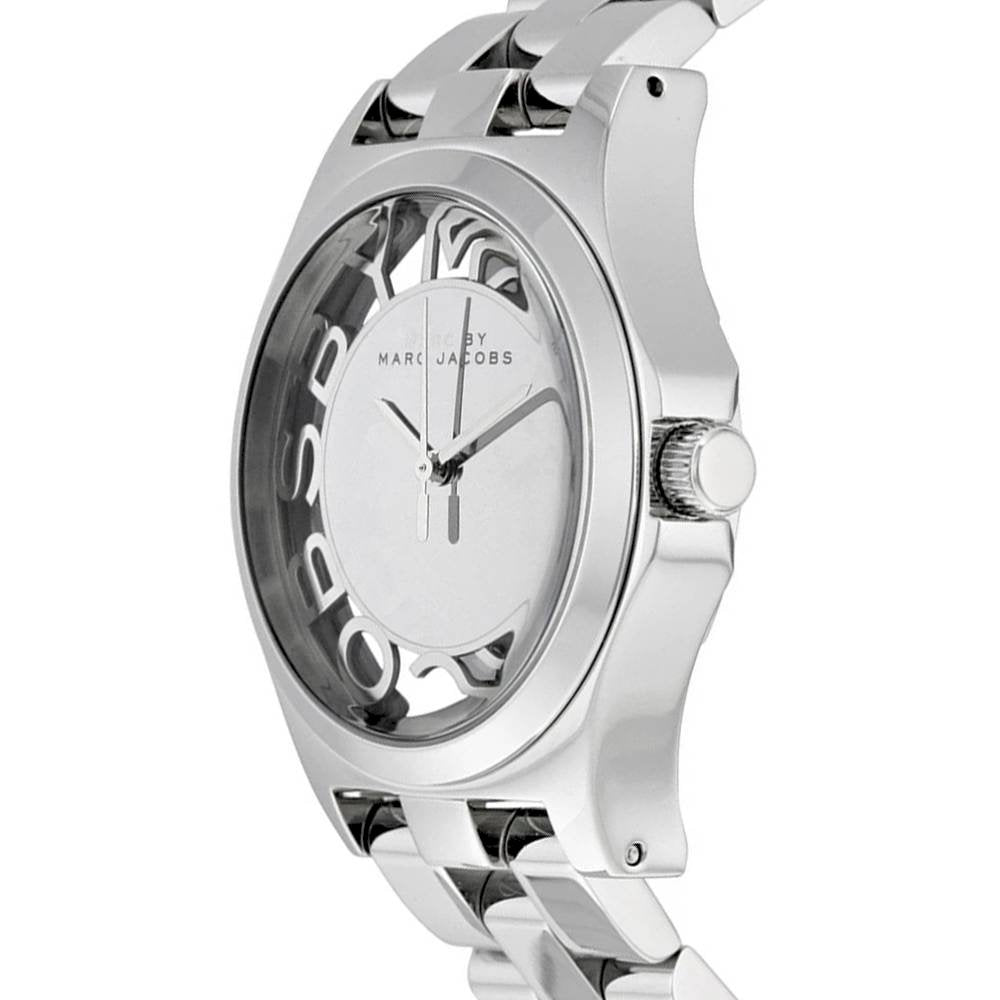 Marc Jacobs Henry Transparent Silver Dial Silver Steel Strap Watch for Women - MBM3205