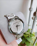 Michael Kors Kinley Diamond Pave Silver Dial Silver Steel Strap Watch for Women - MK5996