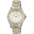 Fossil Riley White Dial Two Tone Steel Strap Watch for Women - ES3204