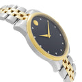 Movado Museum Classic Diamonds Black Dial Two Tone Steel Strap Watch For Men - 0606879