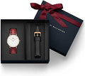 Daniel Wellington Petite Suffolk Red Dial Red Leather Strap Watch For Women - DW00100404