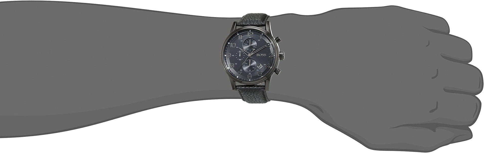 Hugo Boss Blackout Chronograph Black Dial Black Leather Strap Watch For Men - HB1512567