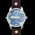 Diesel Mini Daddy LIght Blue Dial Brown Leather Strap Watch For Men - DZ7321