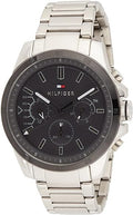Tommy Hilfiger Iconic Quartz Black Dial Silver Steel Strap Watch for Men - 1791564