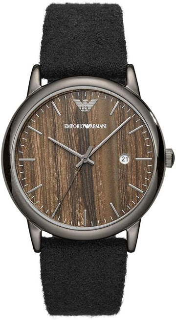 Emporio Armani Luigi Analog Brown Dial Black Leather Strap Watch For Men - AR11156