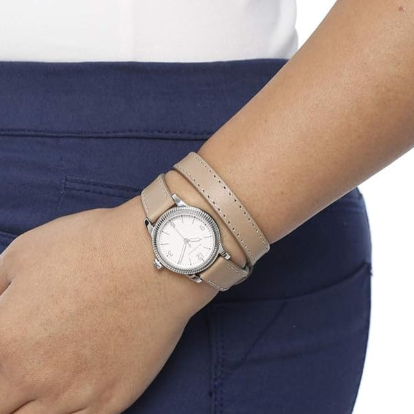 Burberry Utilitarian White Dial Pink Leather Strap Watch for Women - BU7847