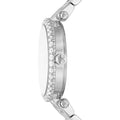 Michael Kors Parker Three Hand Mother of Pearl White Dial Silver Steel Strap Watch For Women - MK4694